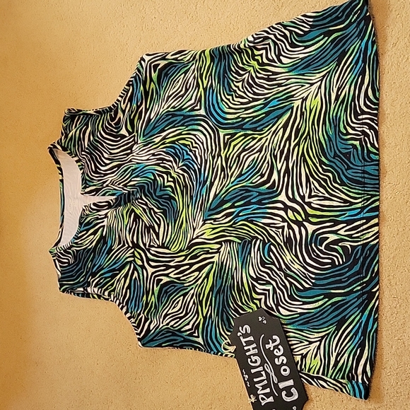 Kim Rogers Sleeveless Top XL Tiger Print Black Blue Green Animal - Picture 1 of 4
